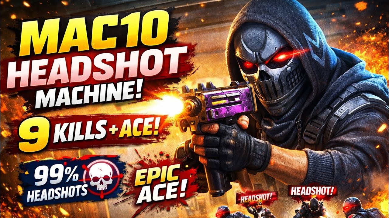 MAC10 Headshot Machine 😈 | 9 Kills + ACE 😱 | FF CS Rank Pro Gameplay 💥