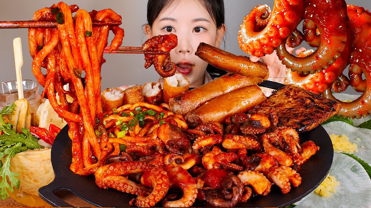 봄엔 쭈꾸미지🌻🌼 통대창 곁들인 프리미엄 쭈꾸미볶음 먹방 spicy webfoot octopus  [eating show] mukbang korean food