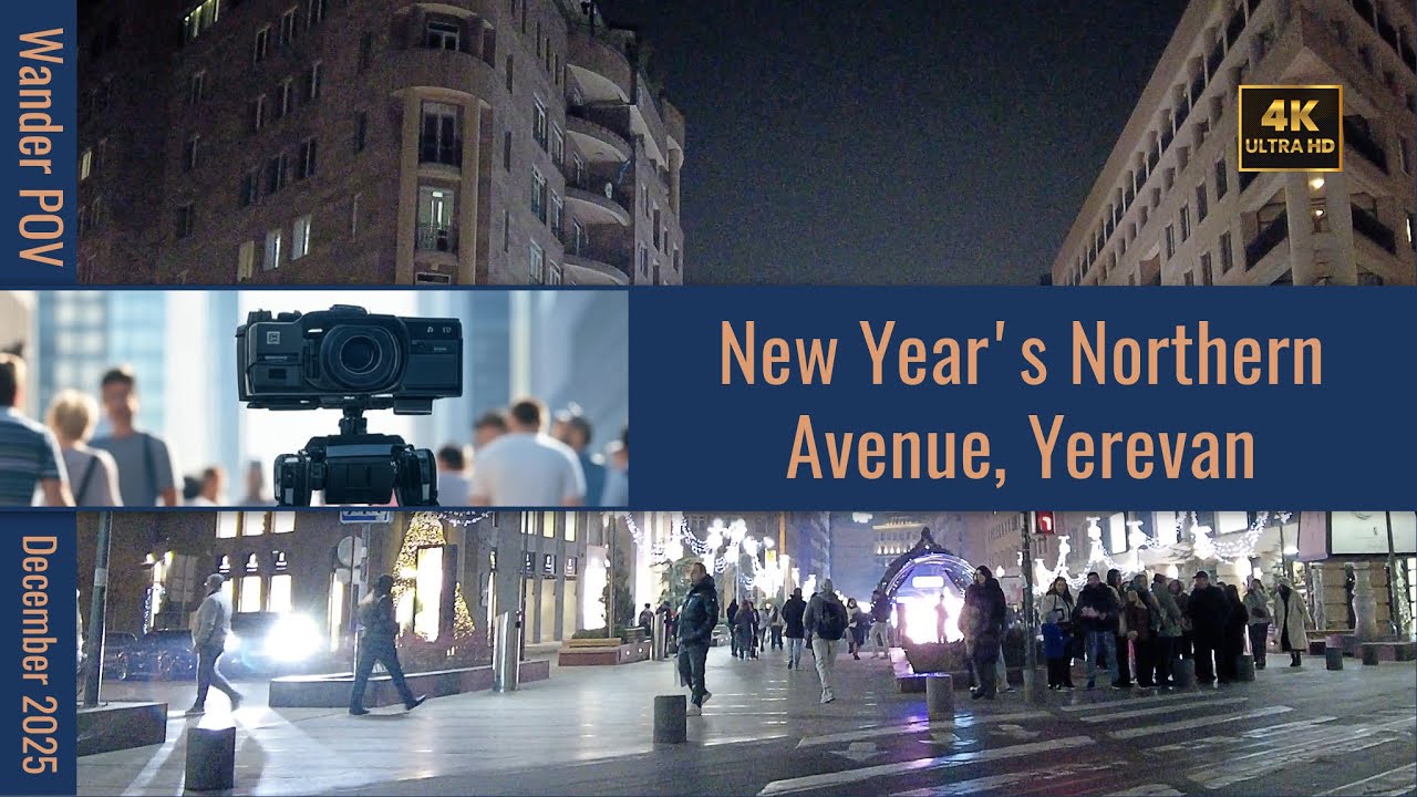 [4K] New Year's Northern Avenue Immersive Experience | Yerevan, Armenia Walking Tour