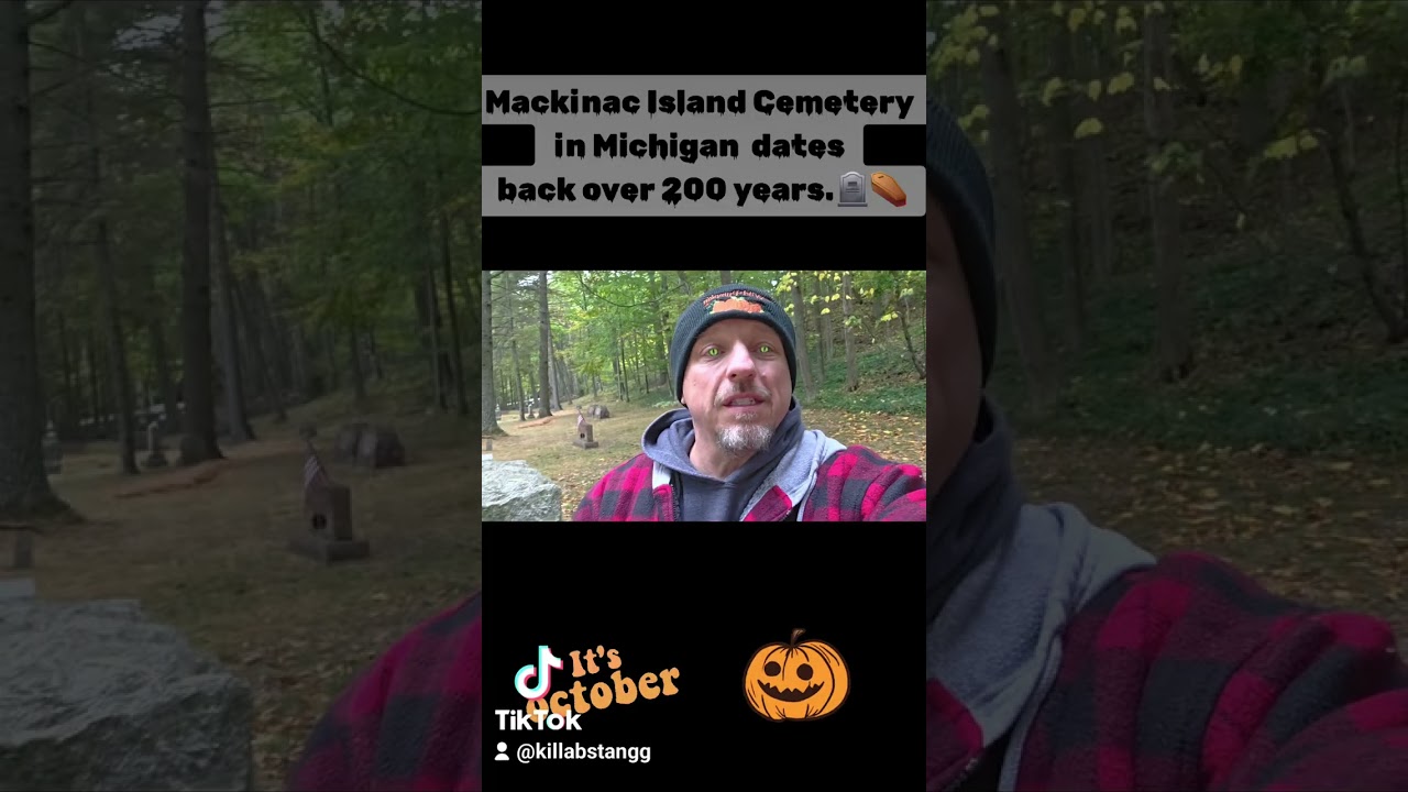 Mackinac Island historic cemetery in Michigan is creepy in October. 