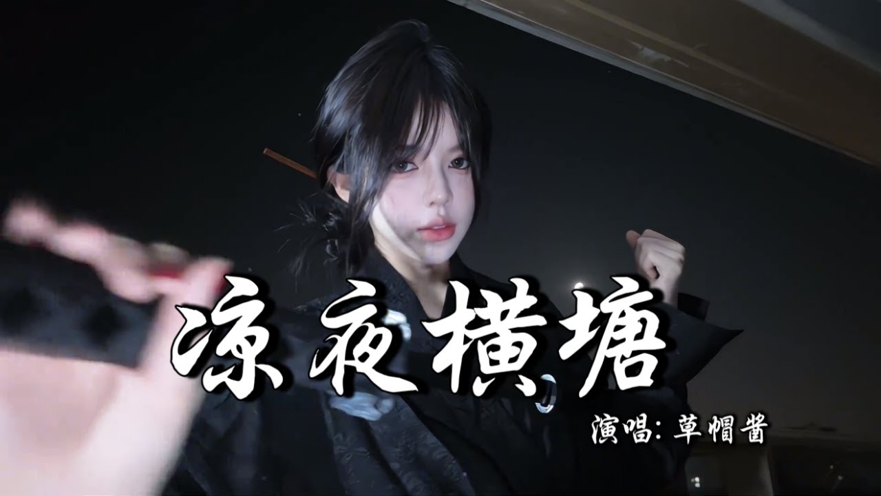 草帽酱、DJ细霖 - 凉夜横塘│Cao Mao Jiang -  Liang Ye Heng Tan『曾借轩窗明月光，对镜描眉画红妆，丹唇朱映海棠交融脂粉香』【动态歌词MV】