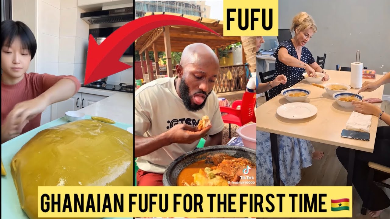 AMERICANS 🇺🇸TRYING GHANAIAN FOOD (FUFU)FOR THEE FIRST TIME/REACTIONVIDEO