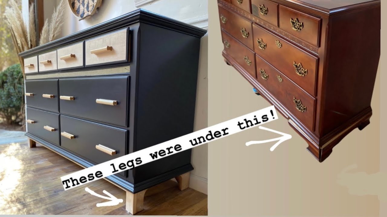 These legs were behind the skirt of this dresser already!  Easy to do Boho furniture makeover