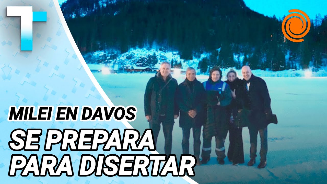 Con mameluco de YPF y en la nieve: la llegada de Milei a Davos
