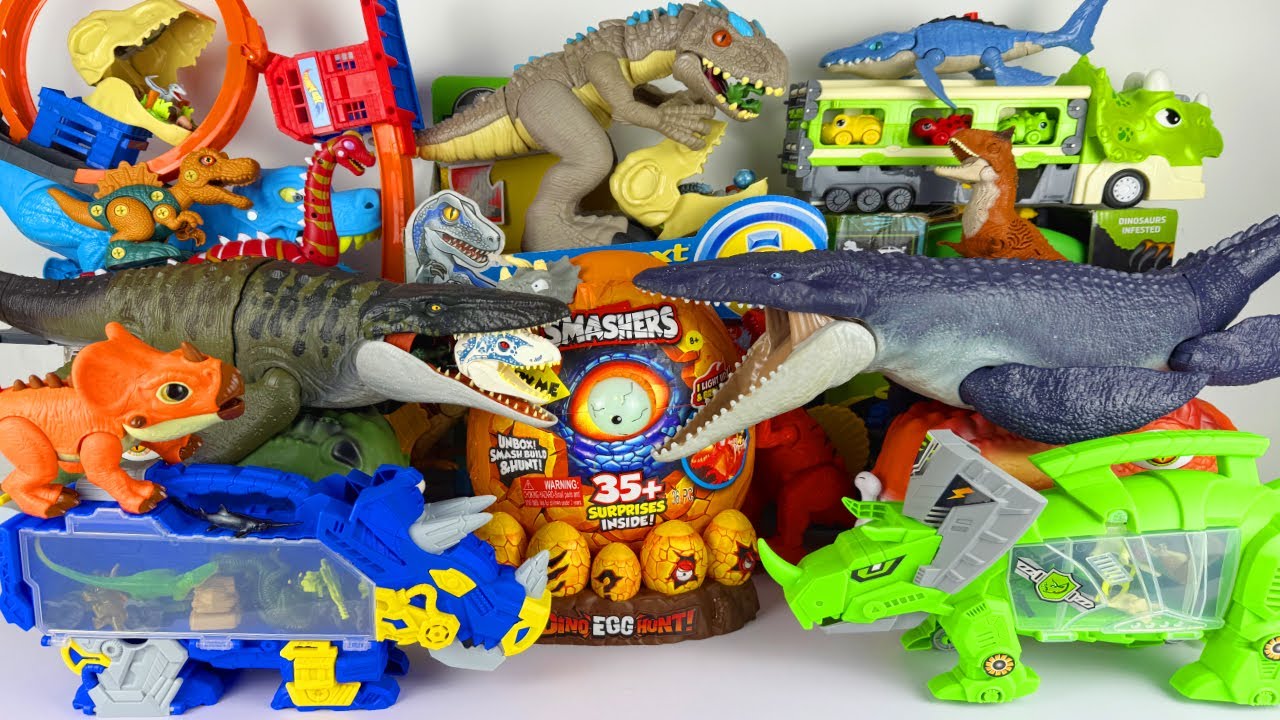 Jurassic World Rebirth ASMR Dinosaur Unboxing T-rex Indominus Rex Triceratops Mosasaurus Spino Stego