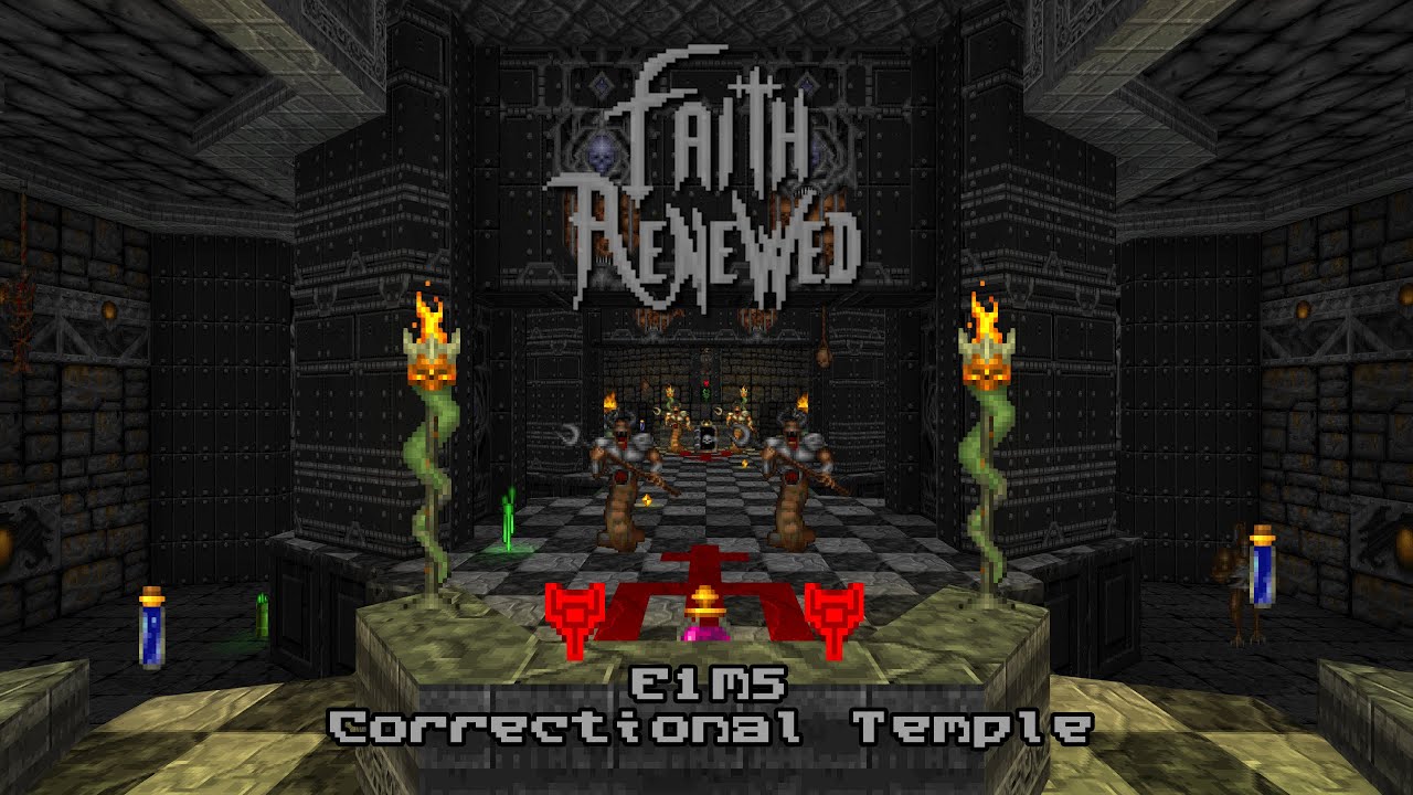 [Heretic] Faith Renewed - E1M5 - Correctional Temple (Blind Playthrough, Skill 4, No Saves)