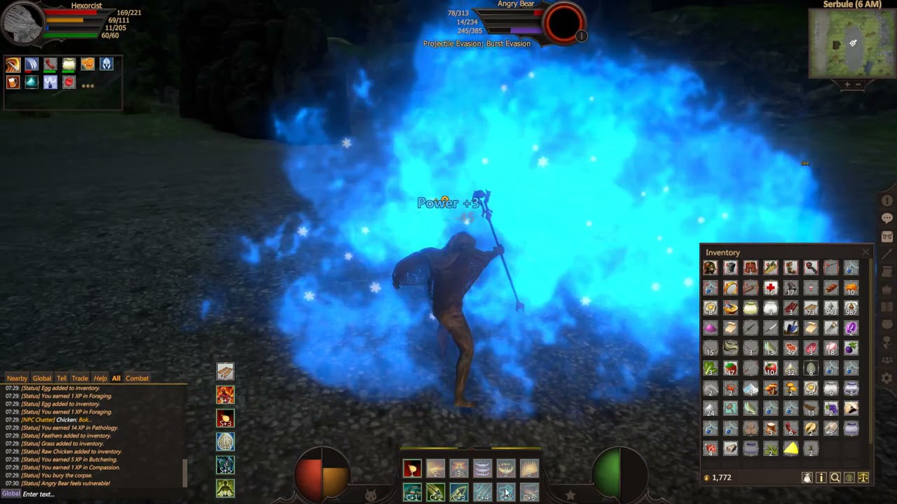 Project Gorgon - Serbule Quest Bear Solo kill - (Newb) Low Level player using Fire/Archery skillsets