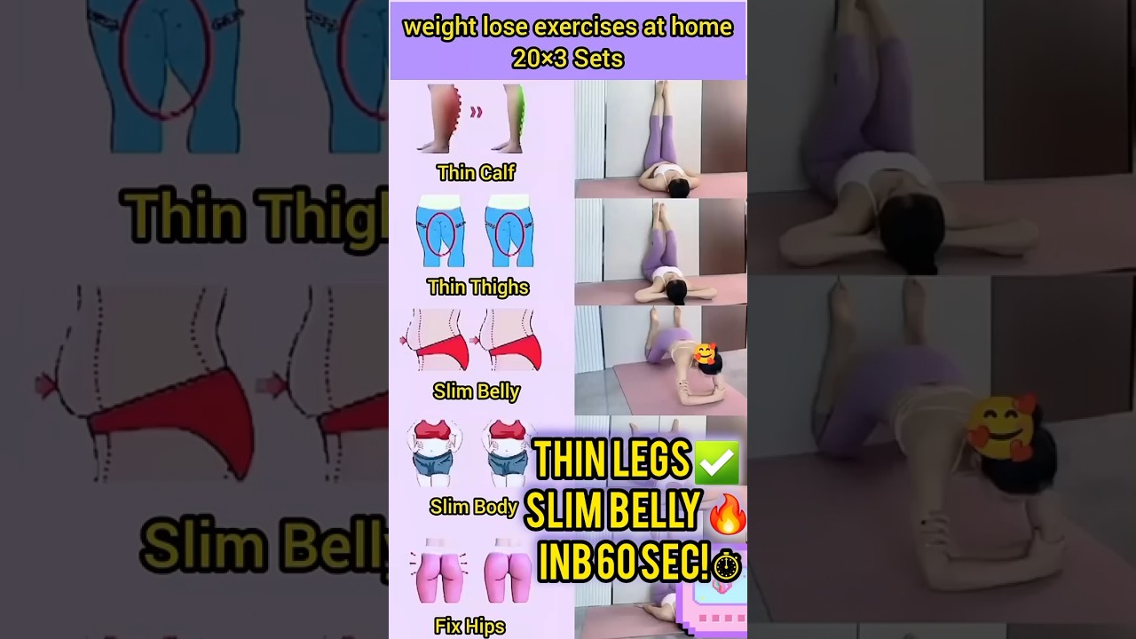 Get Slim Fast!🔥Thin Legs, Belly & Hips in 60 Sec🧘&zwj;♀️#Shorts #ShortFeed#SlimBodyYoga #ThinLegsWorkout