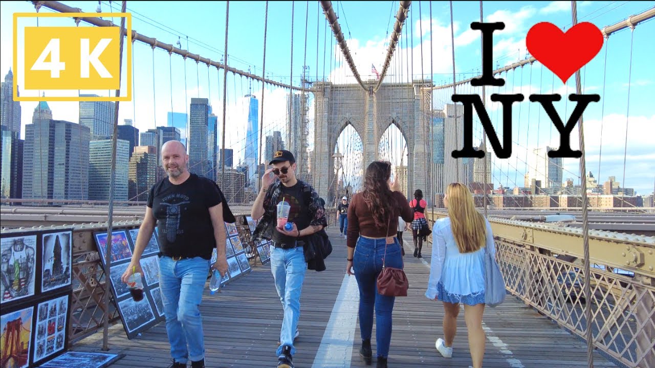 [4K] Walking the Brooklyn Bridge, Brooklyn to Manhattan | NYC Walking Tours