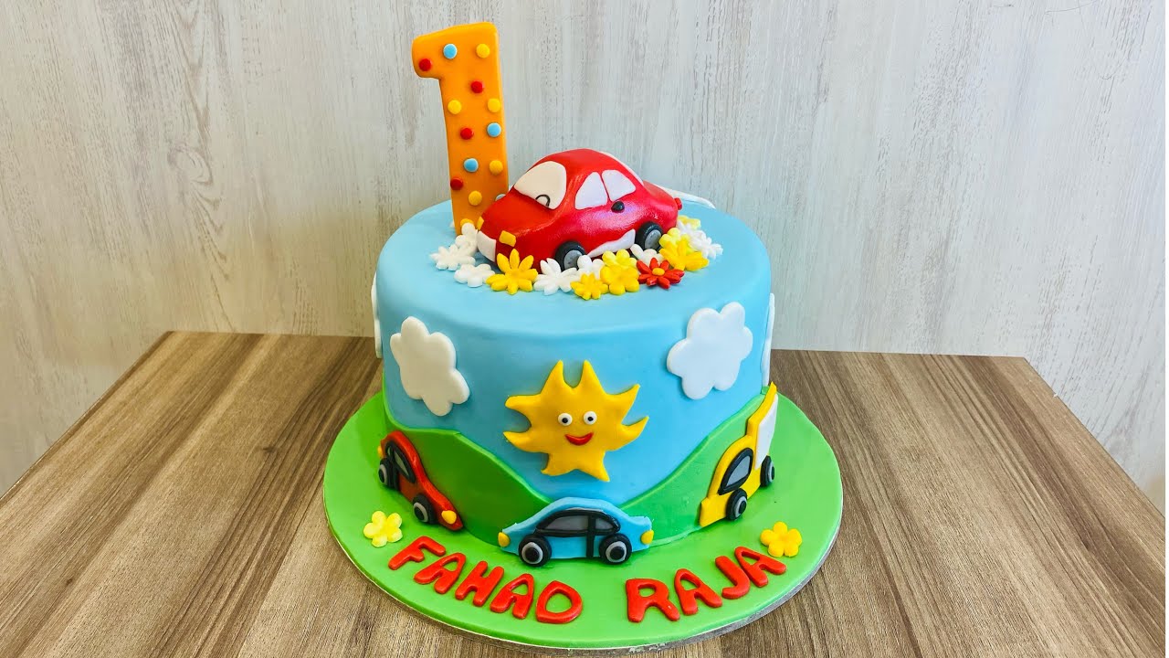 CAR THEME CAKE //FONDANT CAKE//CAR BIRTHDAY CAKE//KIDS SPECIAL CAR CAKE//EASY TUTORIAL