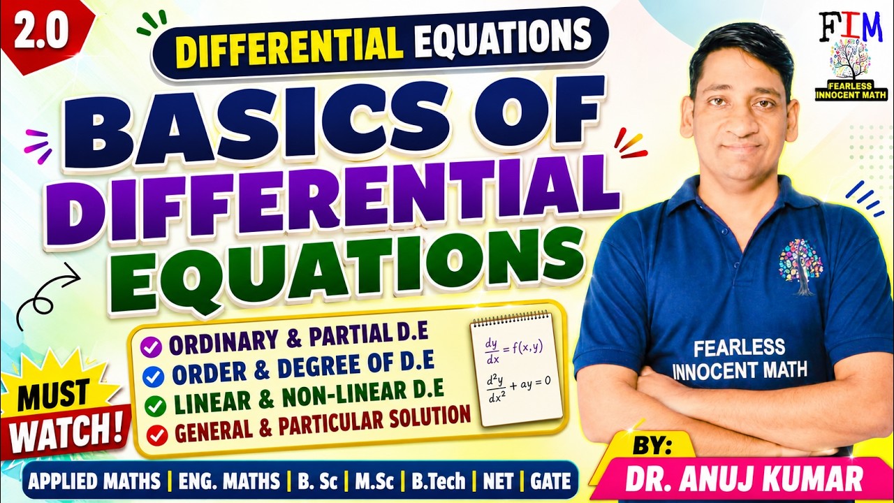 L-1 BASICS OF DIFFERENTIAL EQUATION | ORDER AND DEGREE | LINEAR & NON-LINEAR | GENERAL SOLUTION ODE