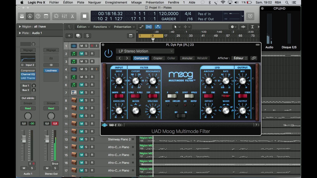 UAD universal audio MOOG MULTIMODE FILTER plugin test and review