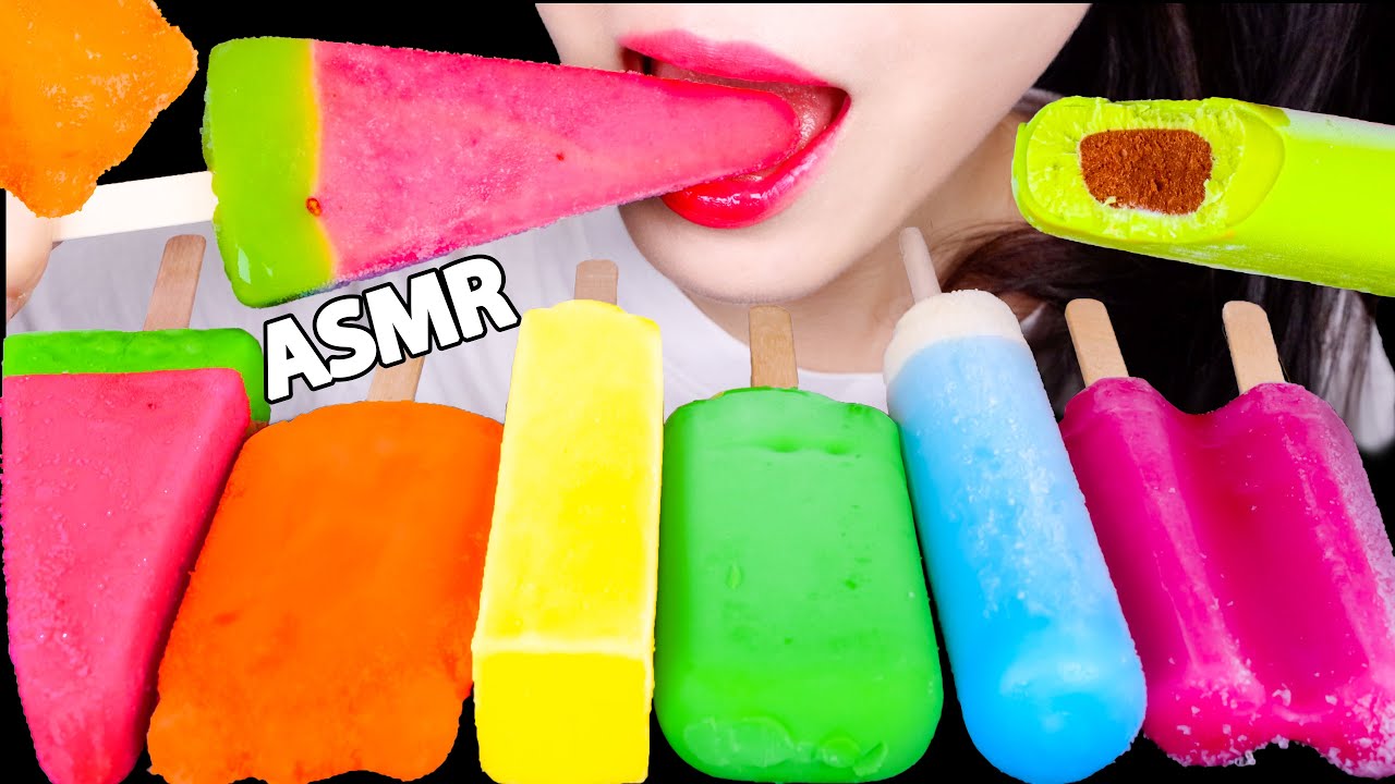 ASMR RAINBOW ICE CREAM🌈🍦, WATERMELON ICE CREAM🍉 먹방, MUKBANG, REAL EATING SOUNDS