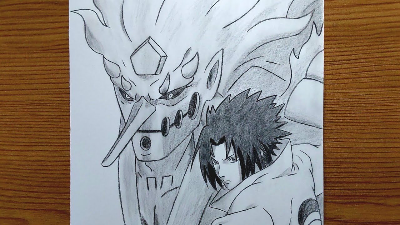 How To Draw Sasuke Uchiha And Susanoo Step By Step || Easy Naruto Art Drawing