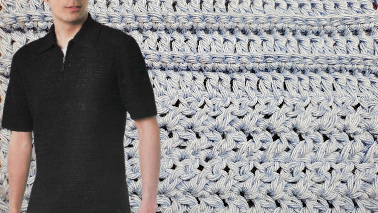 2 PONTOS EM 1 EM CROCHÊ PARA CAMISA MASCULINA