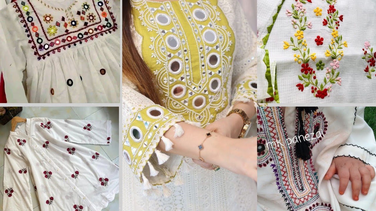 Beautiful embroidery on white dress latest design 2025