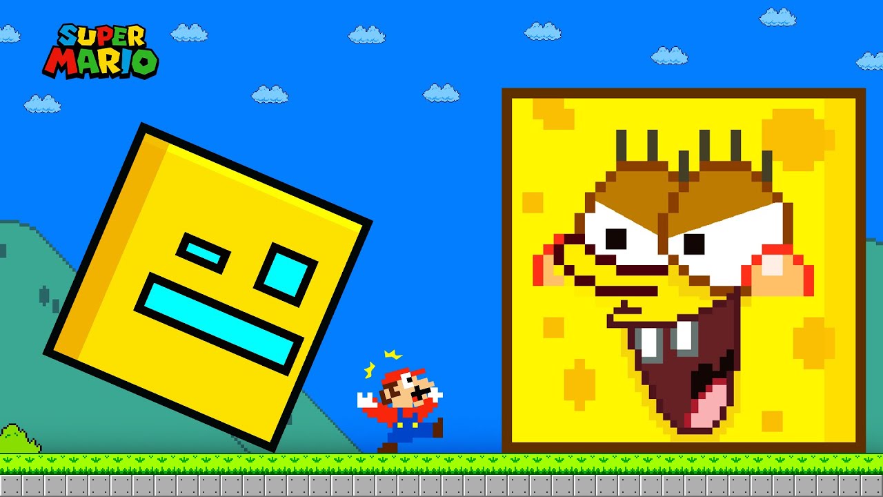 Super Mario bros. but Geometry Dash and SpongeBob do Everything | GM Animation