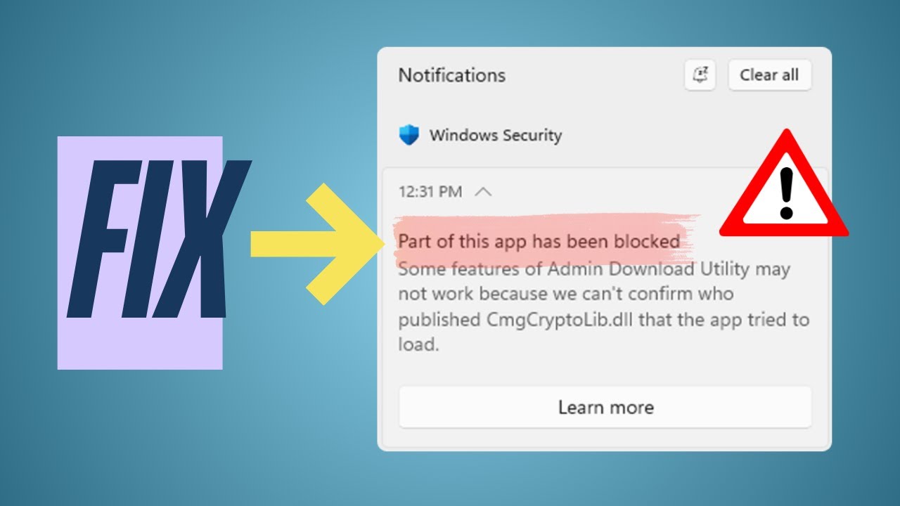 Исправлена ​​ошибка &laquo;Часть этого приложения заблокирована&raquo; в Windows.