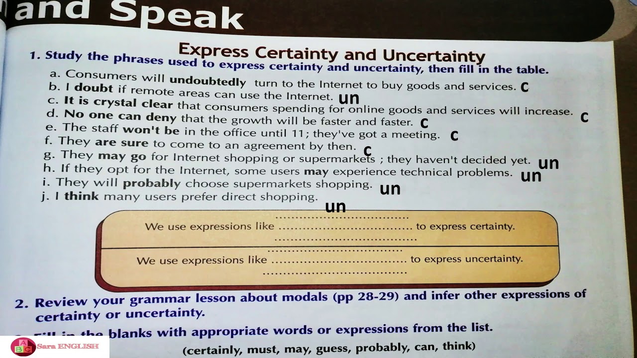 ticket to English ( unit 9 ''express certainty and uncertainty'' page 131) تصحيح تمارين صفحة