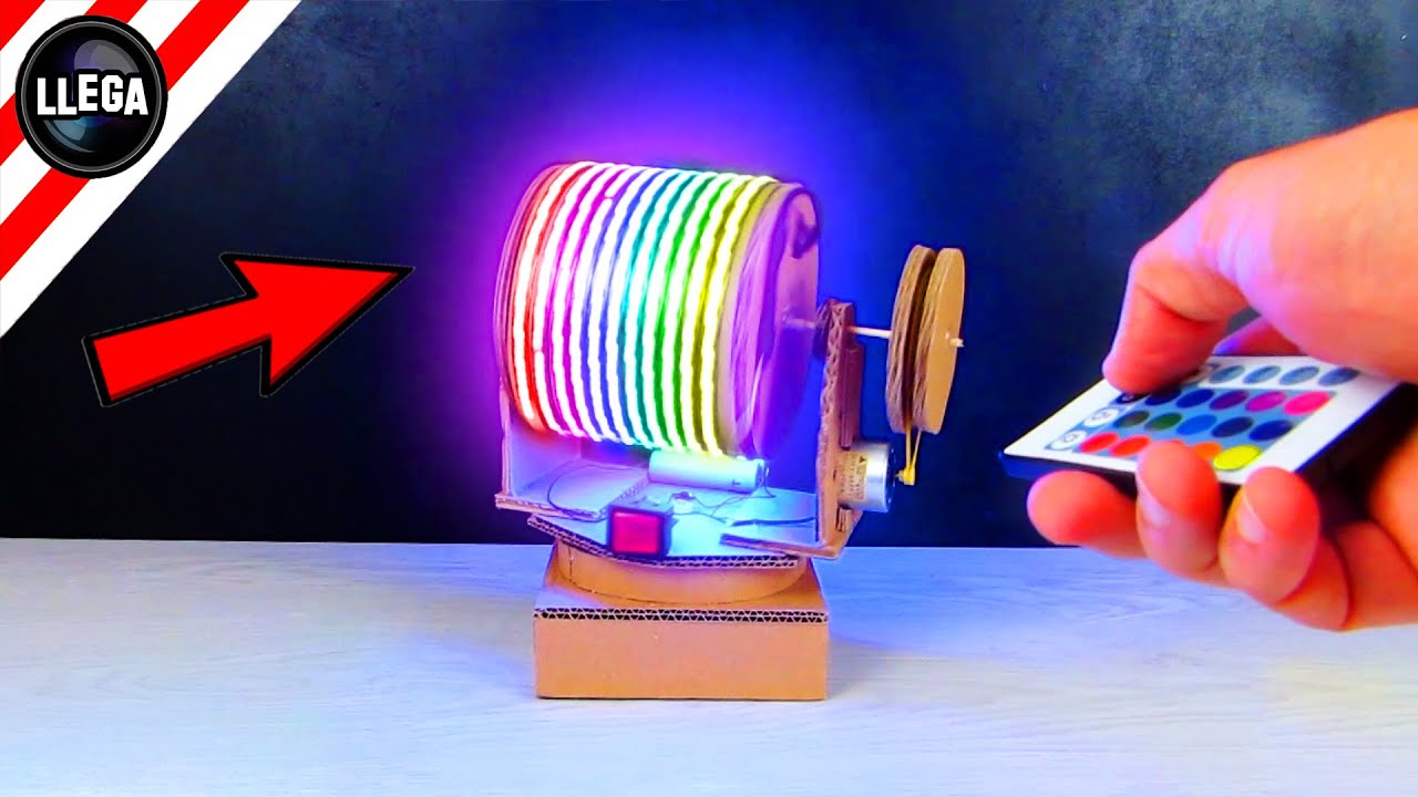 🔴 КАК СДЕЛАТЬ ВРАЩАЮЩУЮСЯ СВЕТОДИОДНУЮ ЛАМПУ !!! Самодельная RGB светодиодная лампа для эффекта