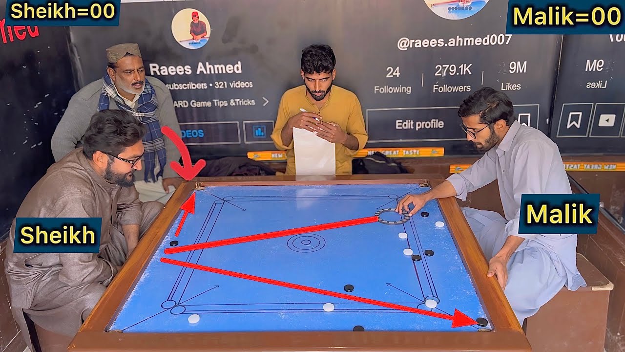 ￼ open challenge Sheikh Wasif vs ￼ Malik Khubaib ￼Carrom board game 29 points Carrom board games