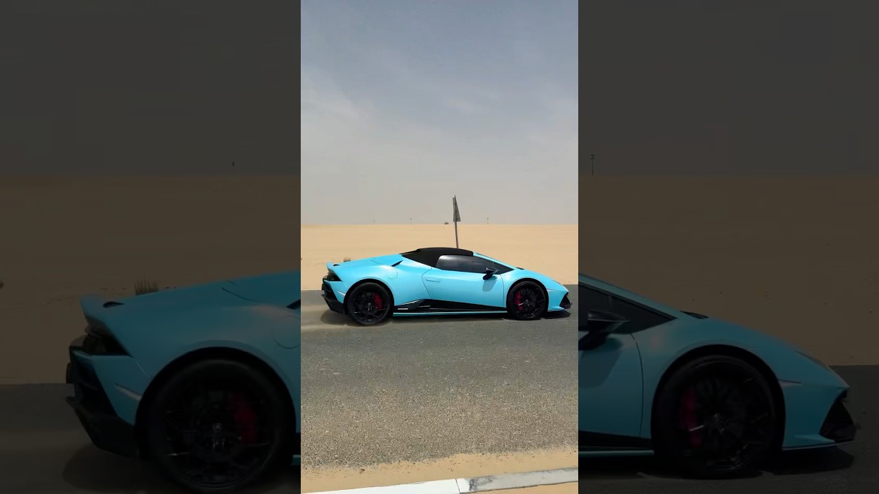 Lamborghini in the Dubai desert 🏜️ #dubai #desert #lamborghini