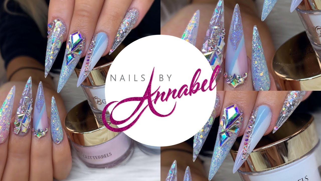 FULL SET || Glitterbels Acrylics | Pastels, encapsulated glitter, Colour Blocking, Glass Nails 💎❄️
