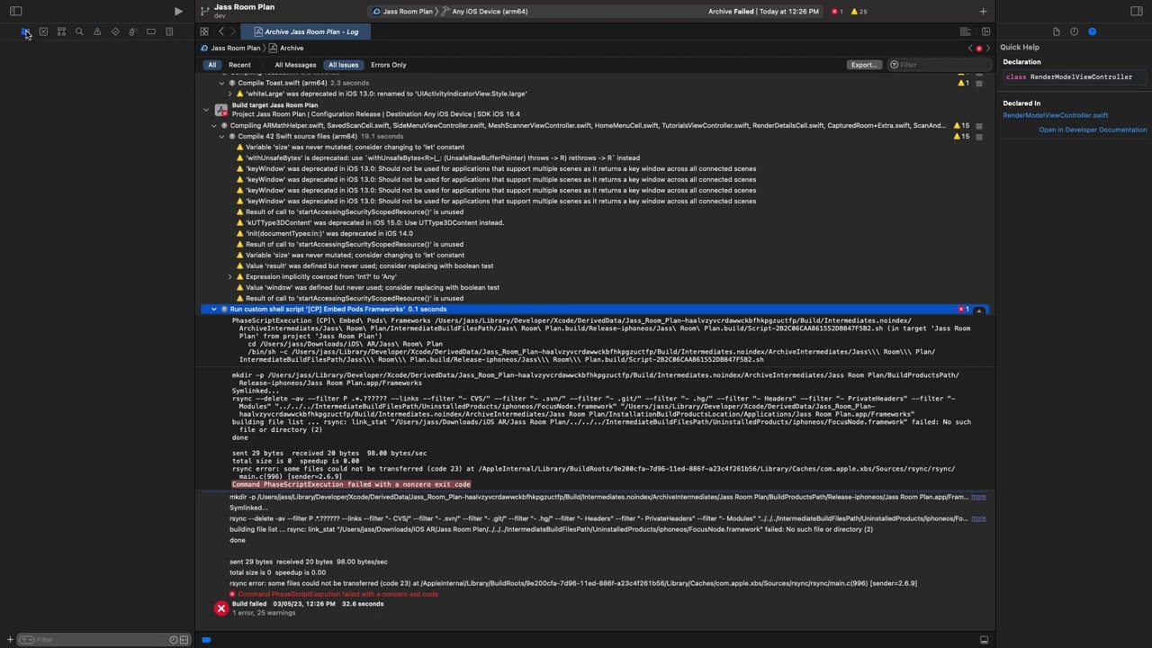 Xcode 14.3 Archive error fix.