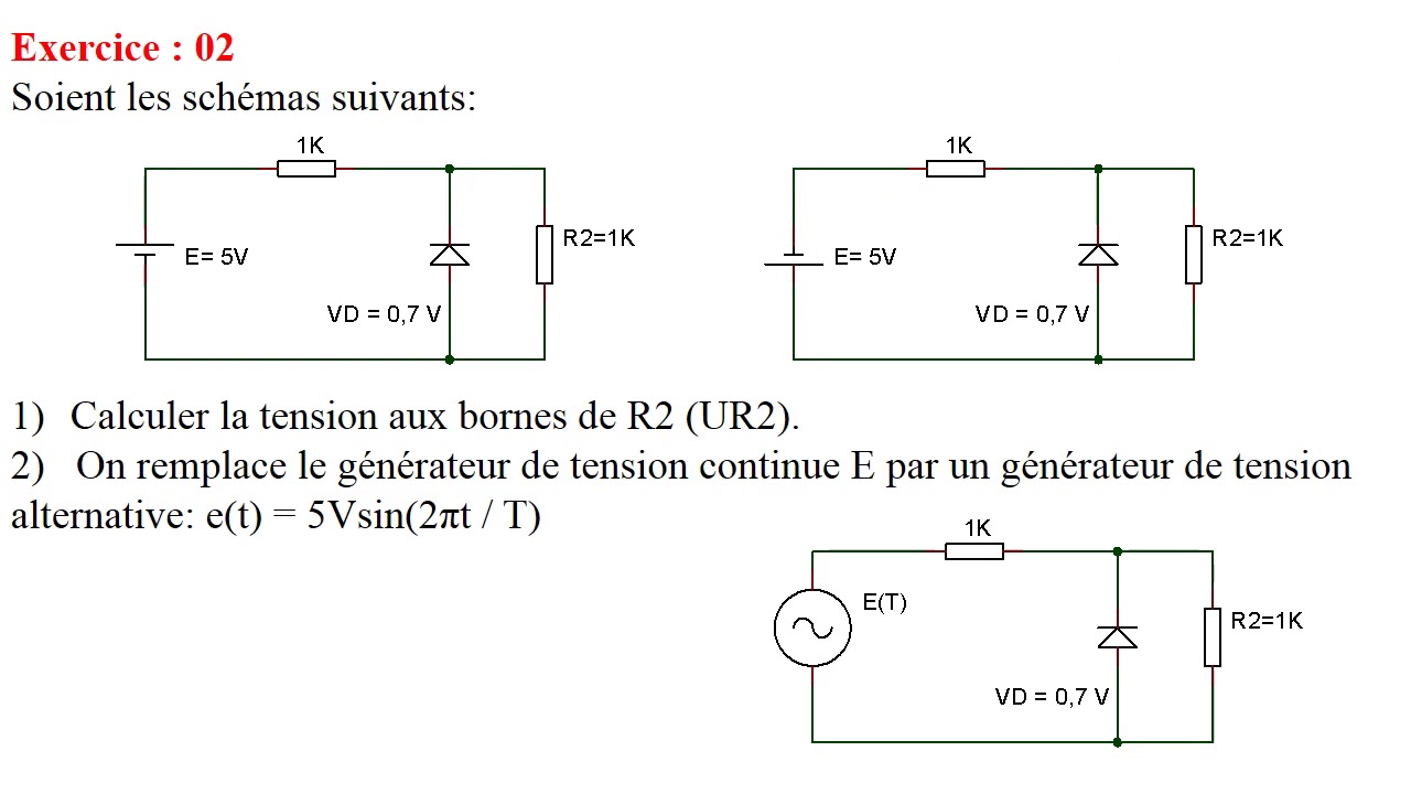 Exercices 01 et 02 diode avec solutions