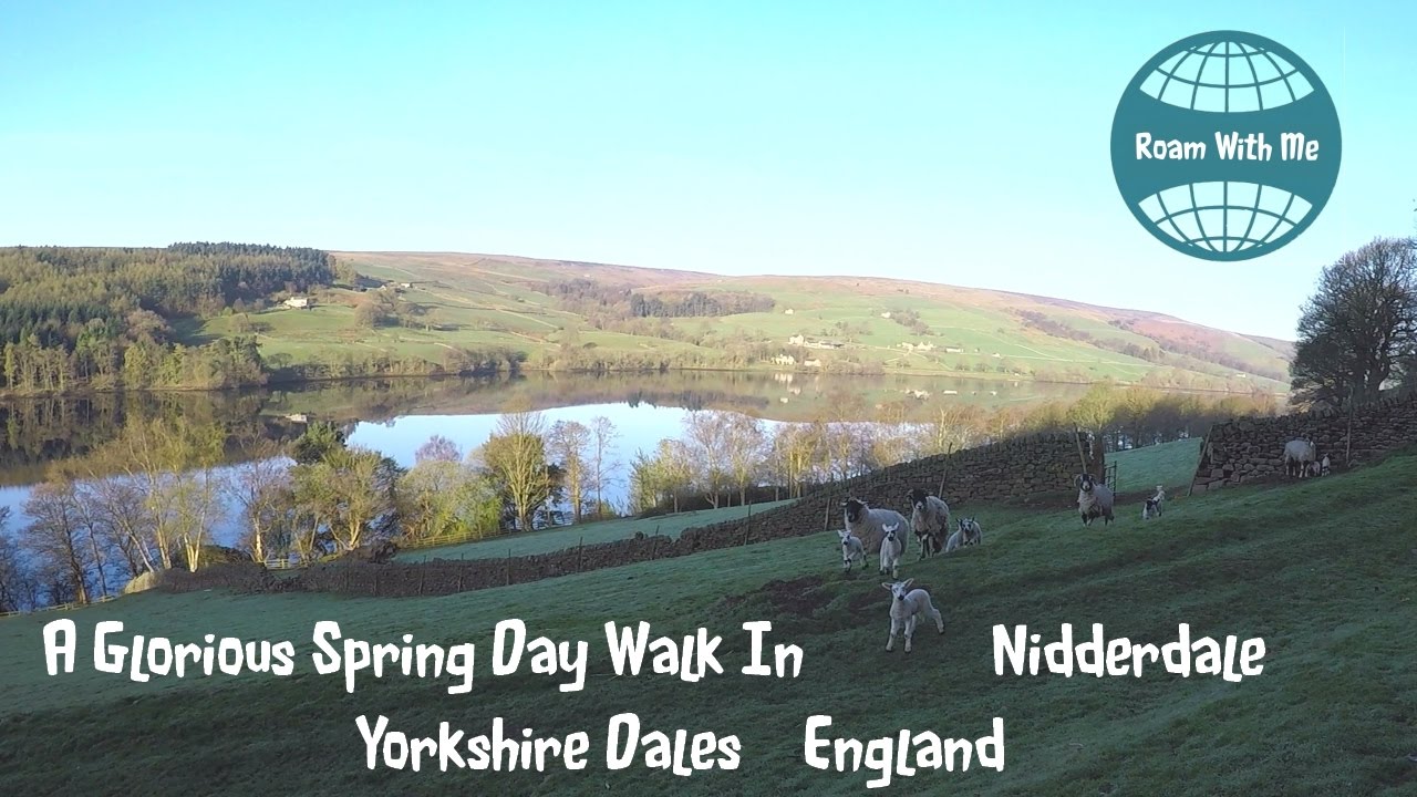 Walking in Wath village and Gouthwaite Reservoir, Yorkshire, England