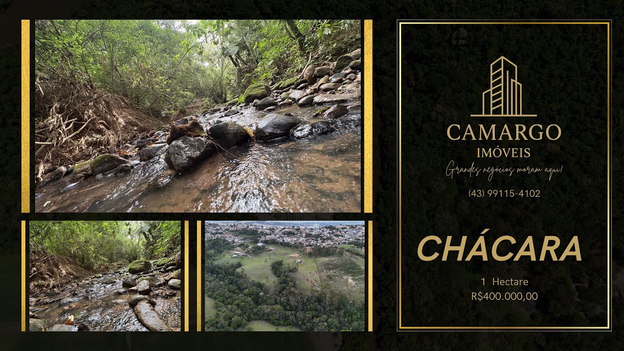 CHÁCARA URBANA COM RIO DE ÁGUA CRISTALINA NO NORTE DO PARANÁ 