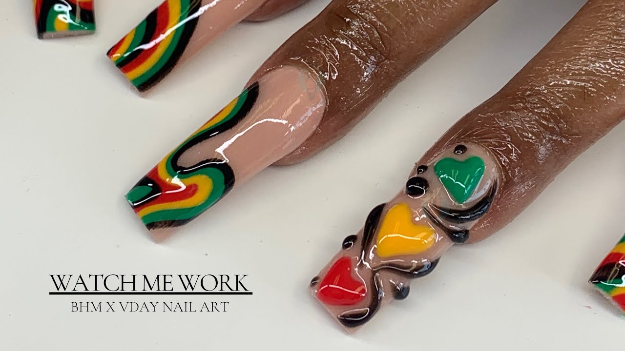 Black History Month Meets Valentine’s Day | 3D Nail Art 