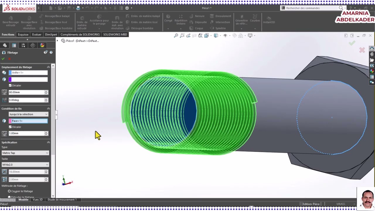 assemblage vis écrou SOLIDWORKS PAR AMARNIA ABDELKADER