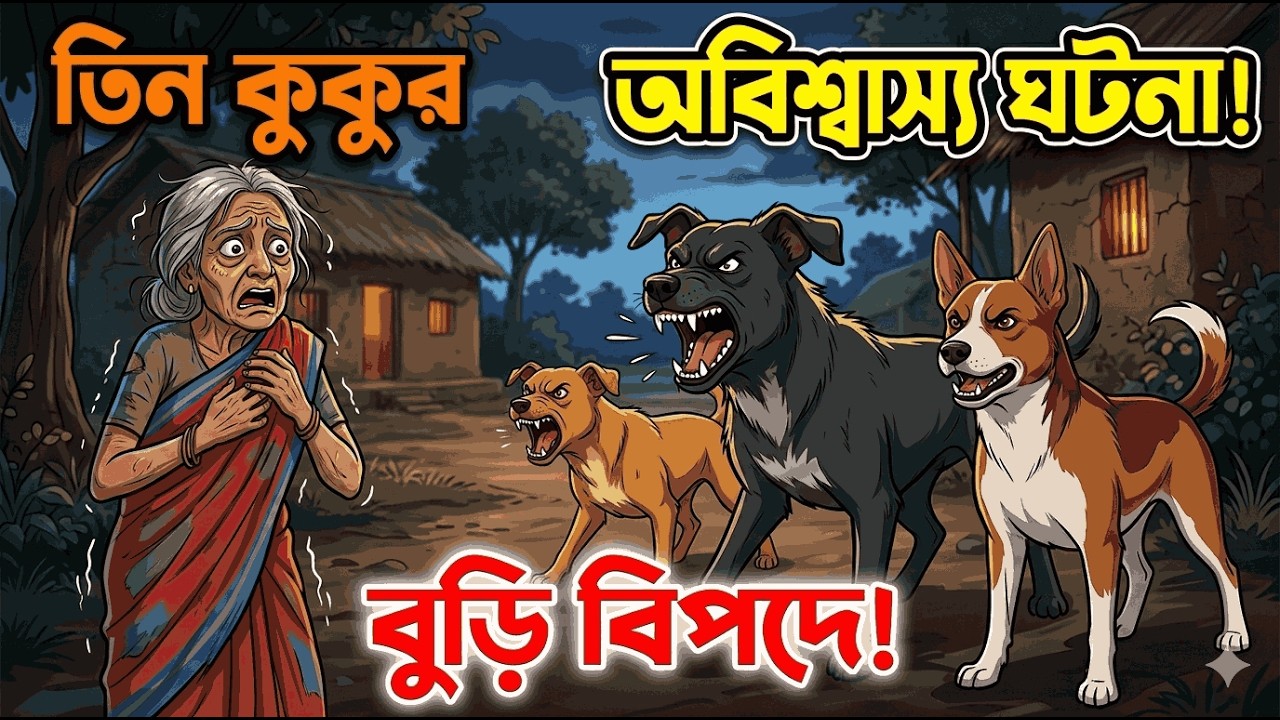 কুজো বুড়ি ও তার তিন কুকুর  রঙ্গা বঙ্গা ভুতুর মজার গল্প,কুজো বুড়ির কুকুরের গল্প, bangla cartoon story