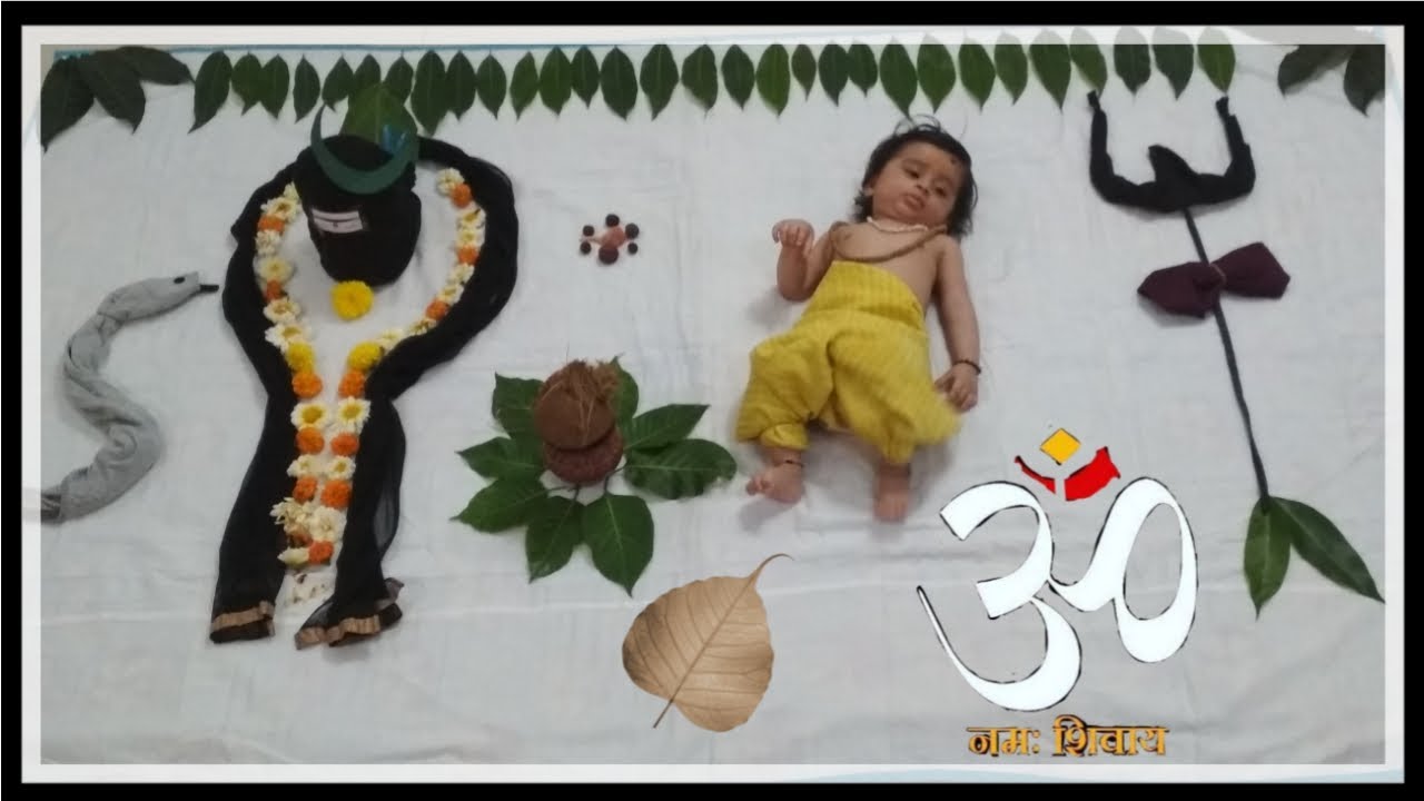 Mahashivratri theme baby photoshoot ideas at home | creative baby photoshoot ideas |
