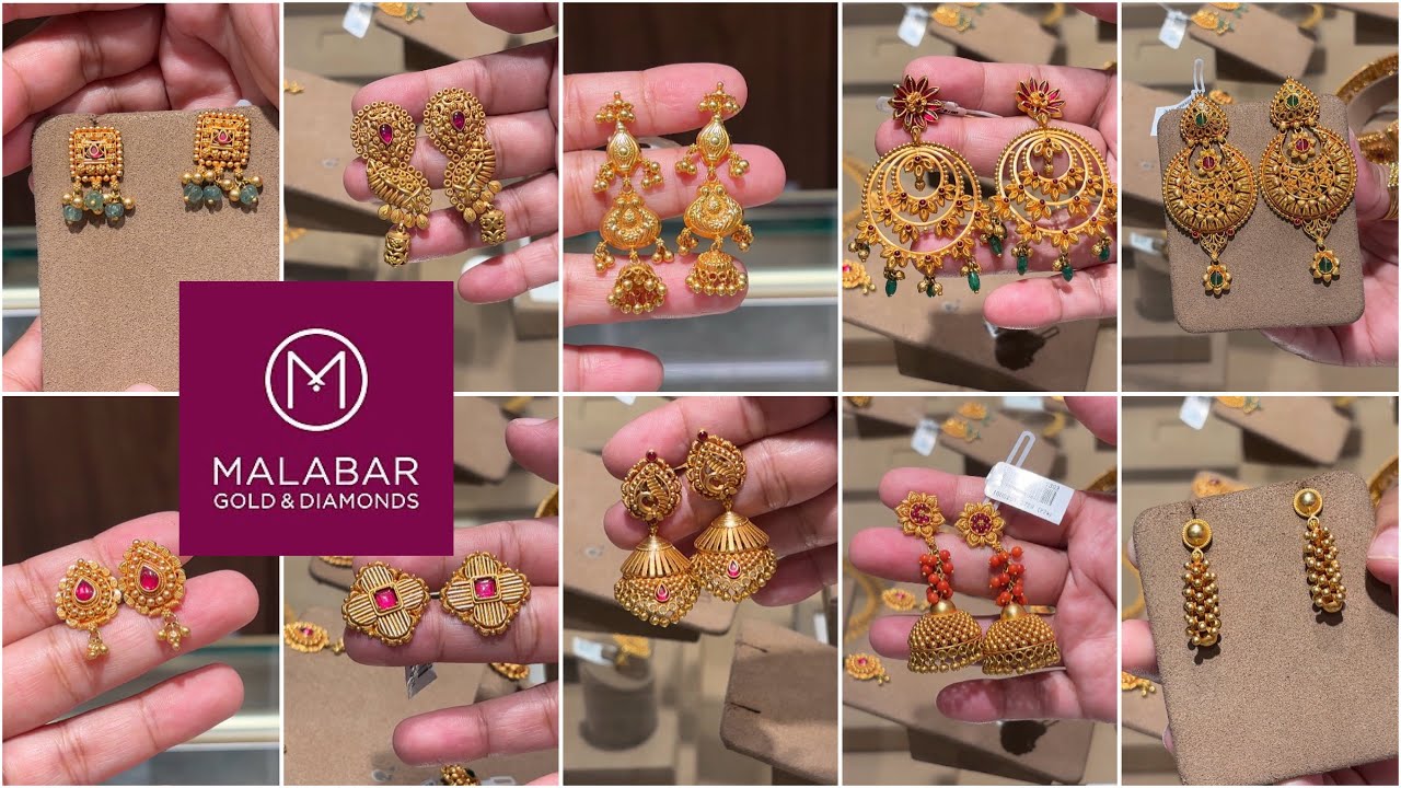Malabar Gold Best Earrings Exclusive Designs Divine Collection with Price and Weight Gold Rings