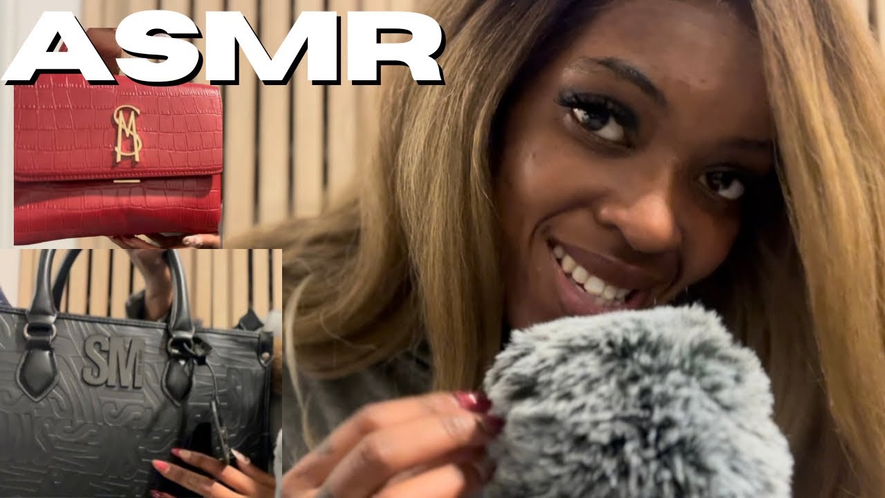 ASMR || BAG COLLECTION 👜 (fabric sounds and leather scratching, whispered ramble etc.)