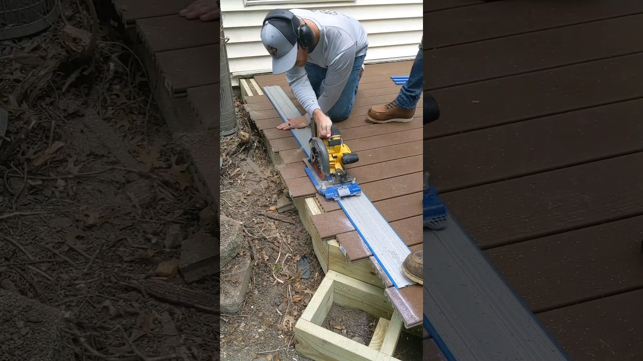 Perfect Straight cut w Composite decking #saw #trend