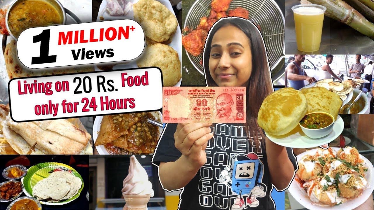 Living on Rs.20 Food only for 24 hours | Food challenge | 10 Street Food under Rs.20/-