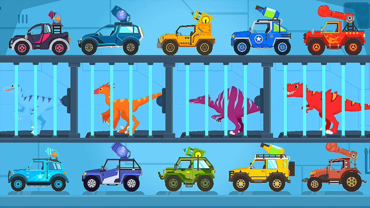 Dinosaur Guard - All 4 Dinosaurs & 10 Trucks - Full Game Play