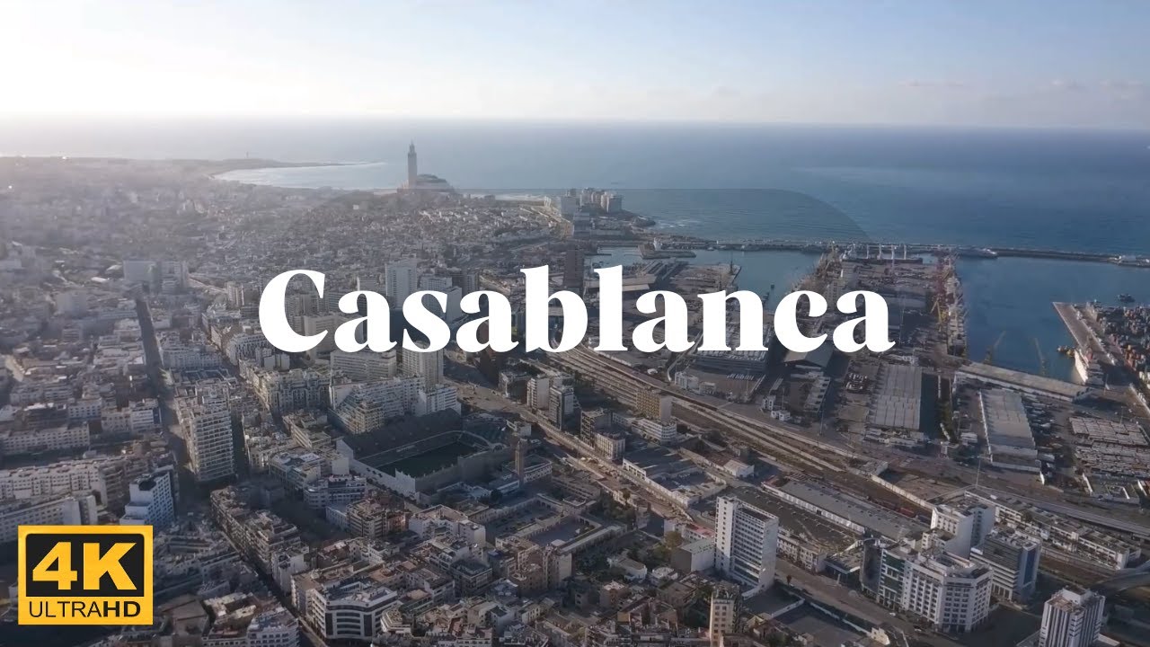 World travel, Aerial view of Casablanca (Morocco) 4k video