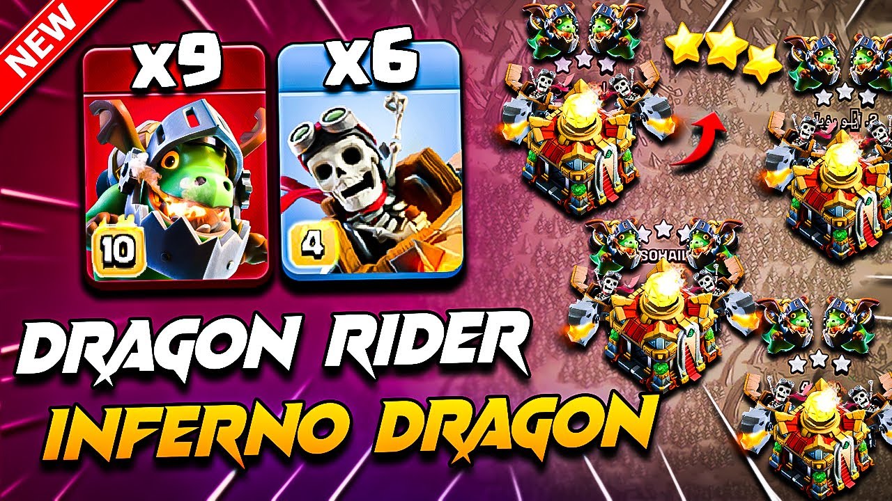 Th16 INFERNO DRAGON & DRAGON RIDER Attack | TH16 Attack Strategy With Inferno Dragon + Dragon Rider