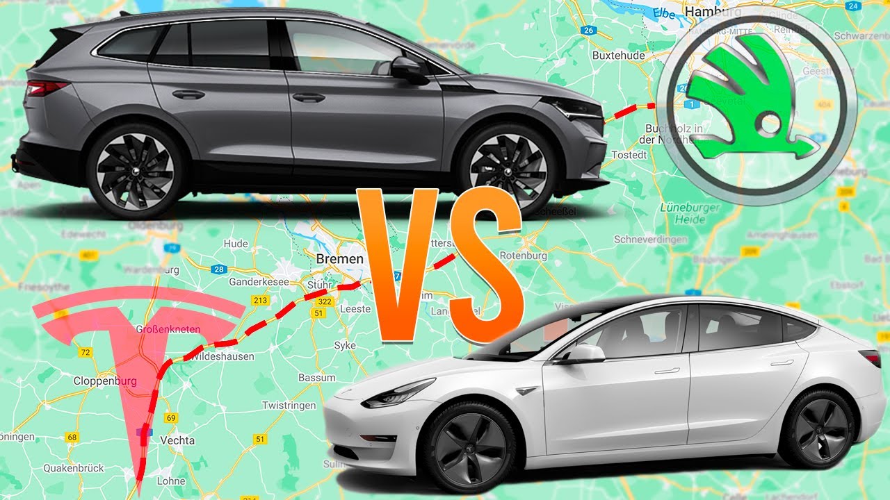 Skoda ENYAQ vs. Tesla MODEL 3 - Autobahntest