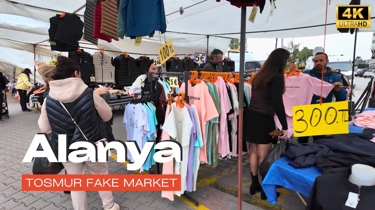Alanya Tosmur Fake Market Walking Tour 🇹🇷 | Winter Street Walk in Alanya 4K