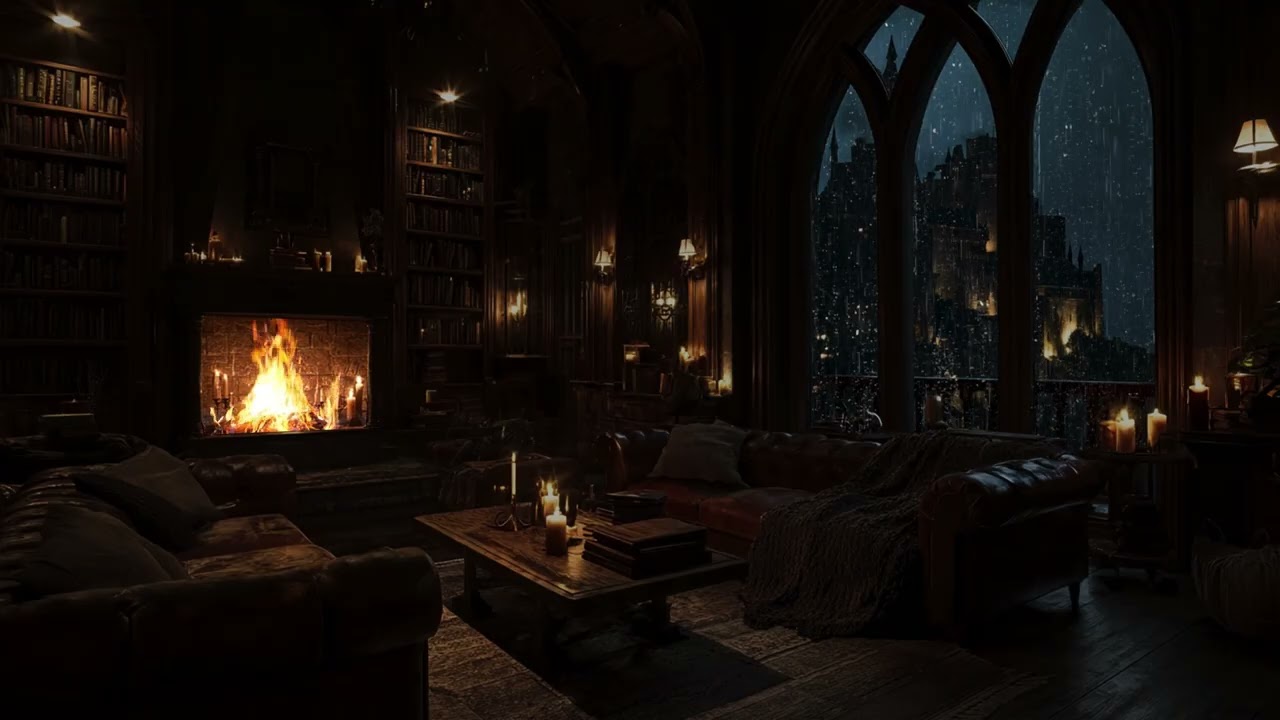 Haunted Medieval Castle at Night | Dark Fireplace Ambience for Deep Relaxation