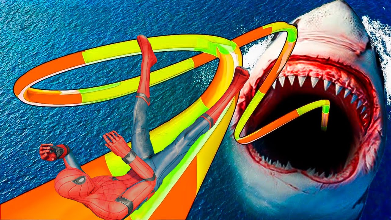 GTA 5 SPIDER SHARK | Water Slides Spiderman | WATER RAGDOLLS [Euphoria Physics] [Episode 14]