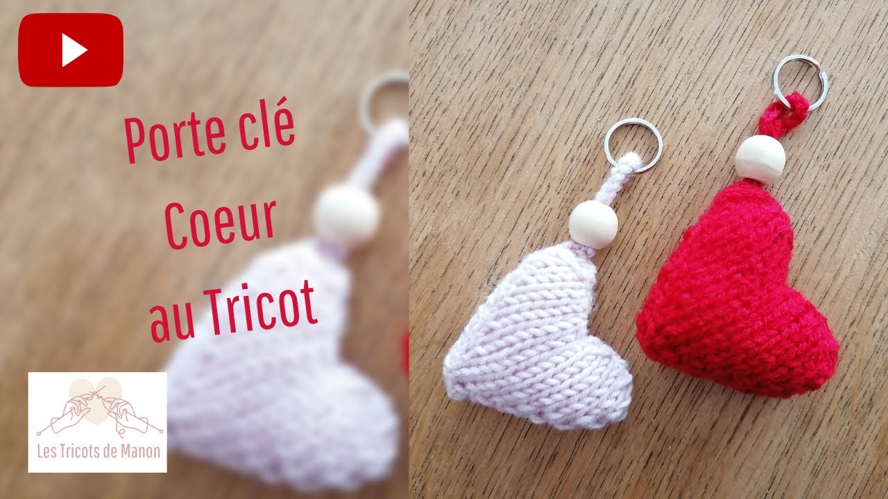 Porte-clé cœur au tricot