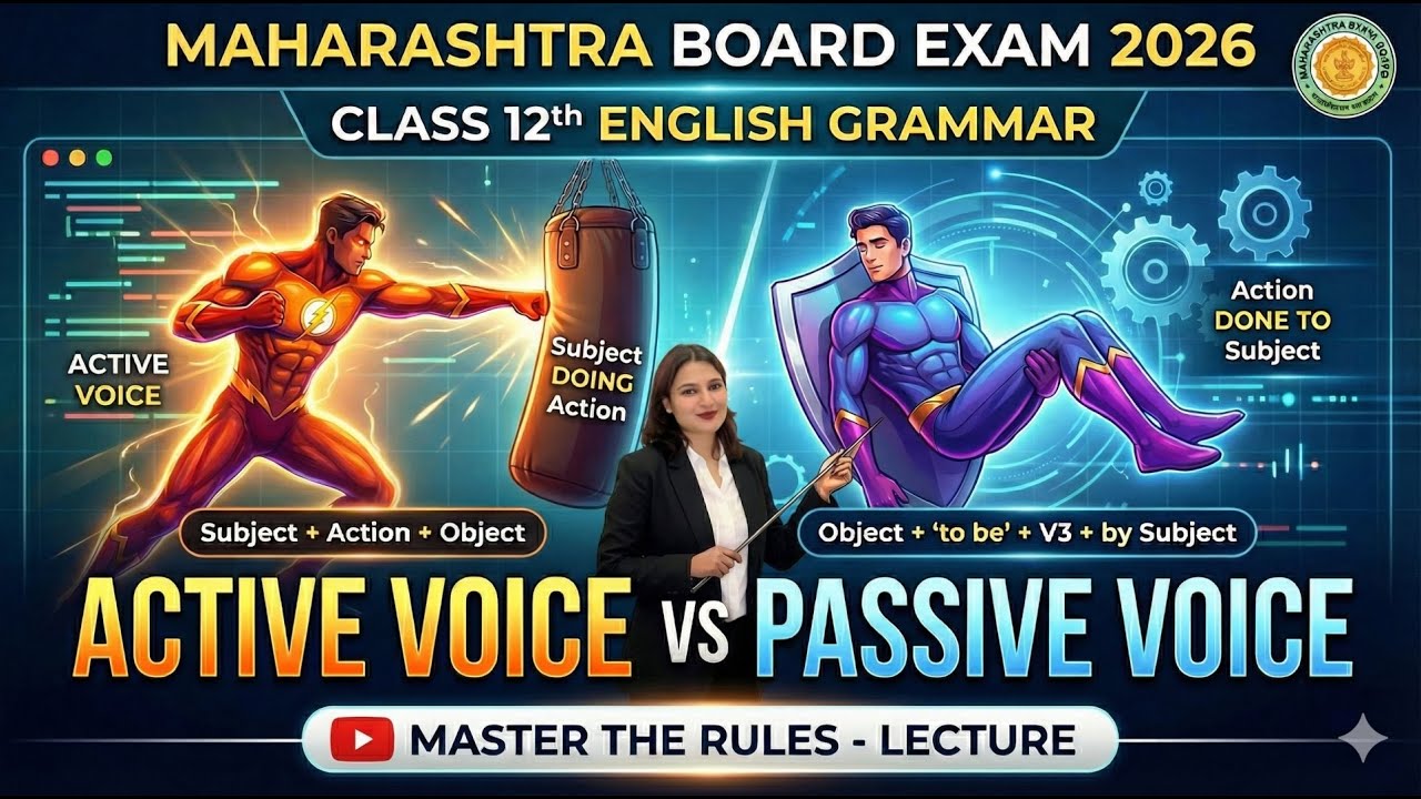 🤜Active Voice v/s Passive Voice 🤛| English Grammar 🎯Board exam 2026 | HSC | Class 12th | Art⚡Com⚡Sci