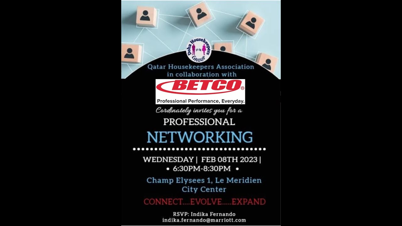 Talk at Betco - Qatar Housekeepers Association on 8th Feb 2023 at Le Meridien Doha