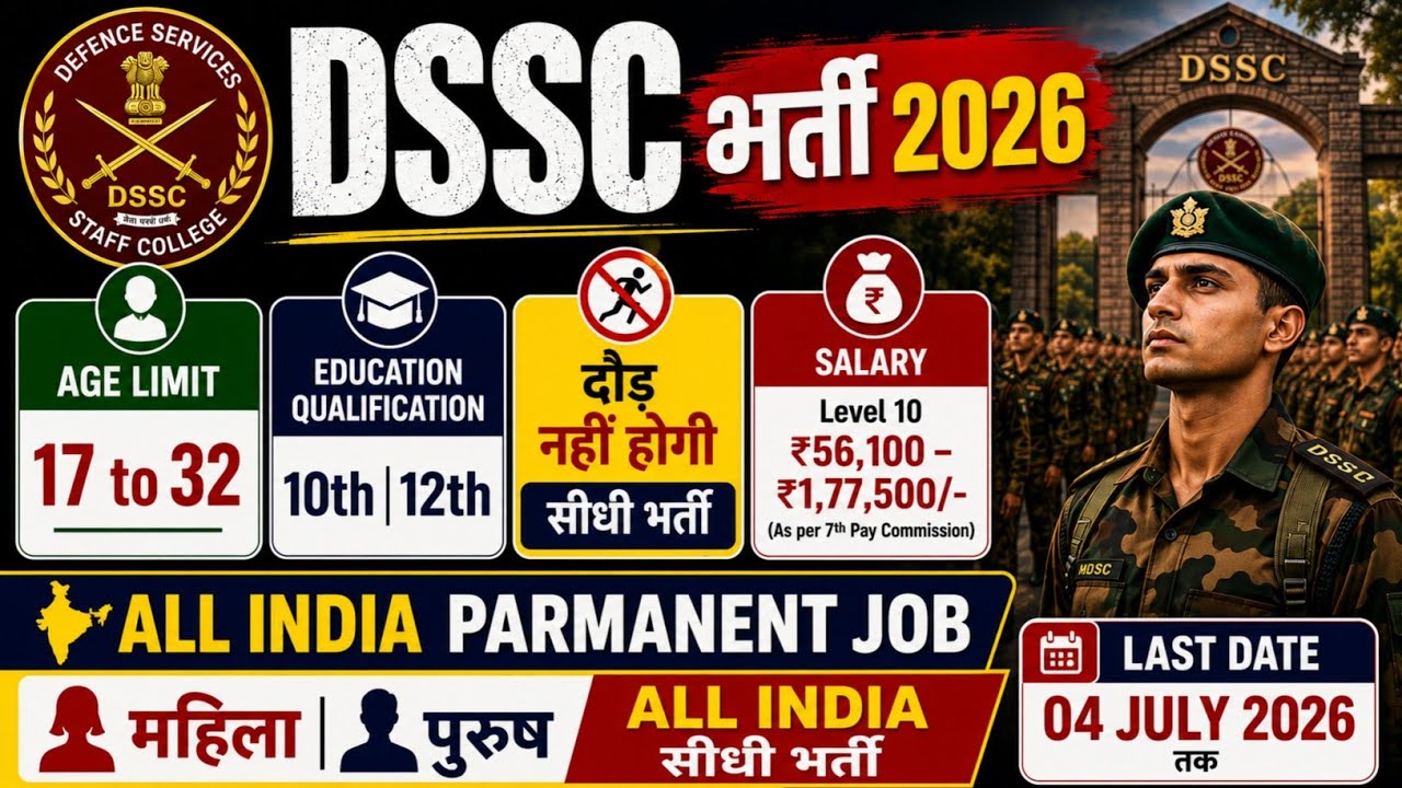 DSSC Group C नई भर्ती 2026 | DSSC Group C Recruitment 2026 | 10th Pass |Defence Services Bharti 2026